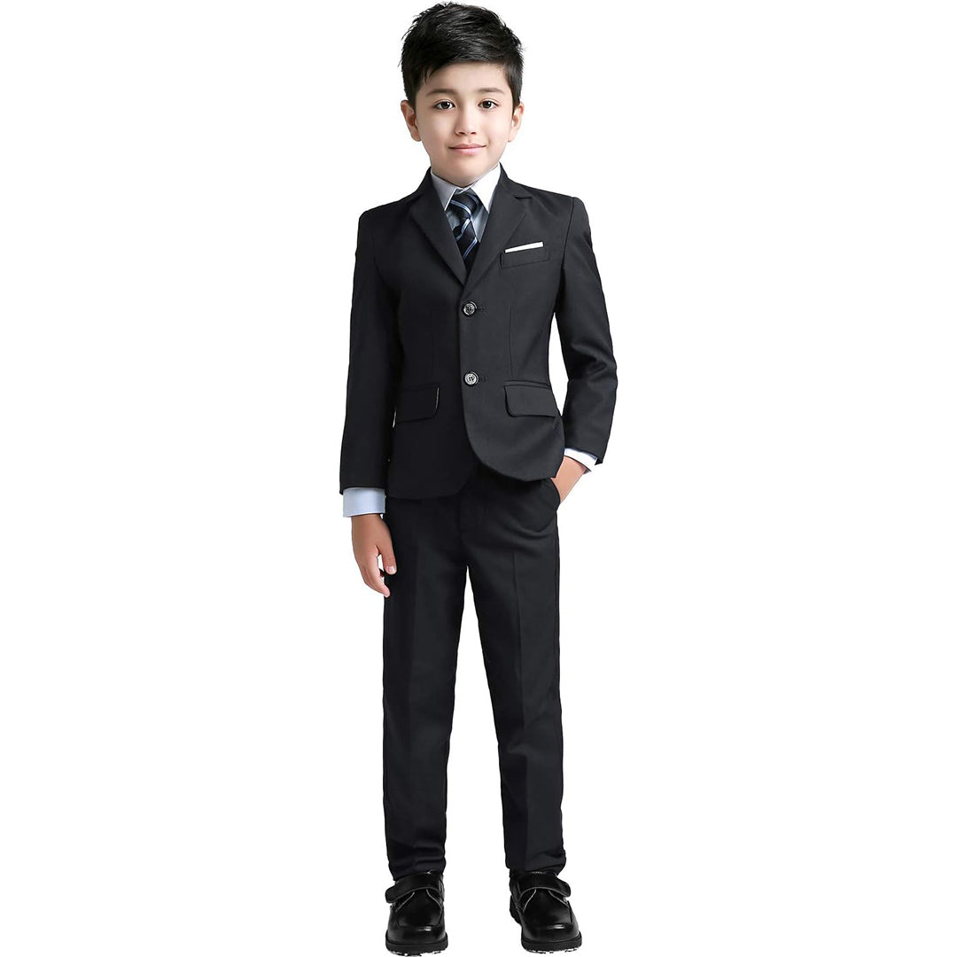 Boys Formal 5 Piece Suit Set Black