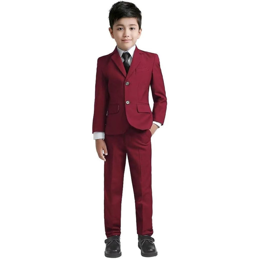 Boys Formal 5 Piece Suit Set Maroon