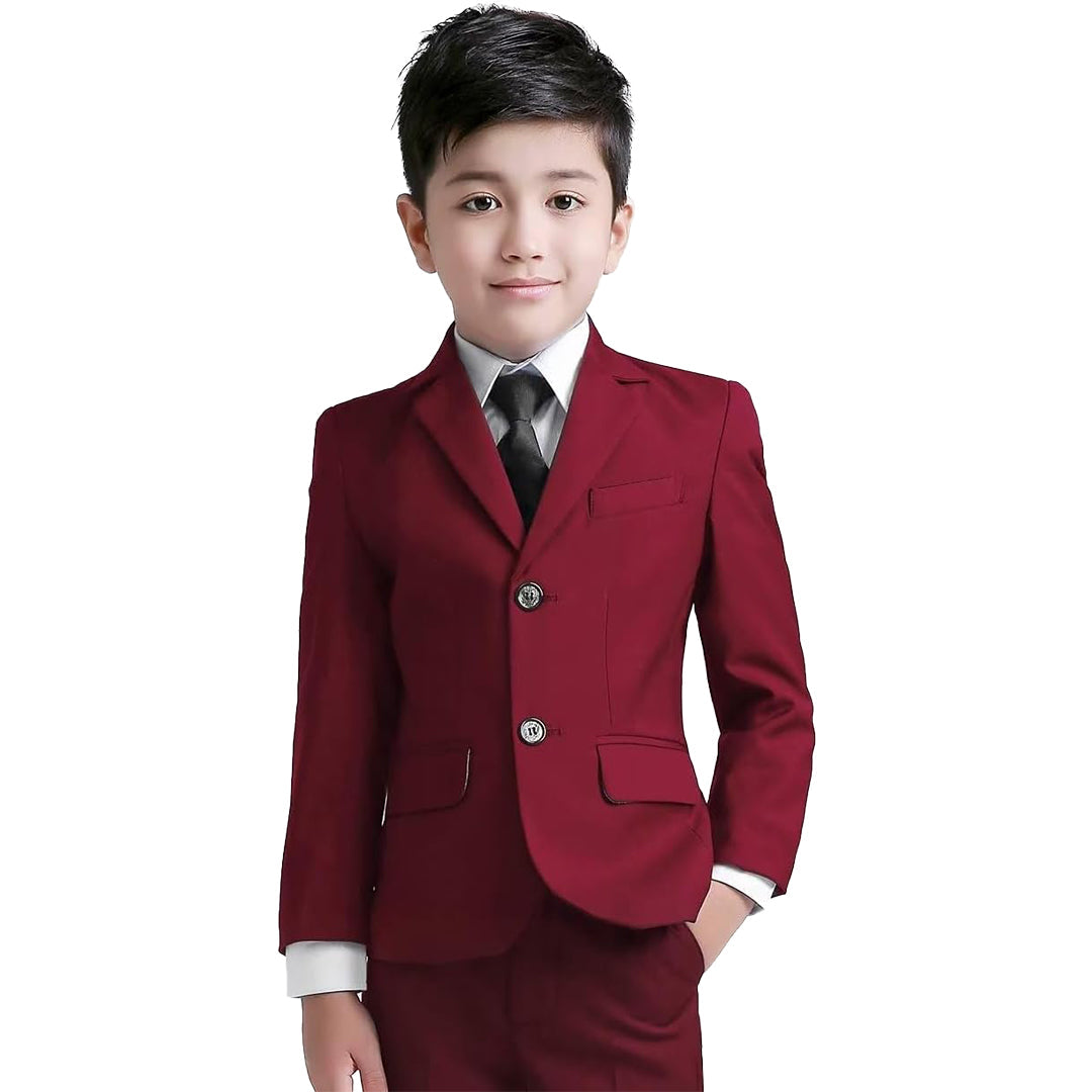Boys Formal 5 Piece Suit Set Maroon