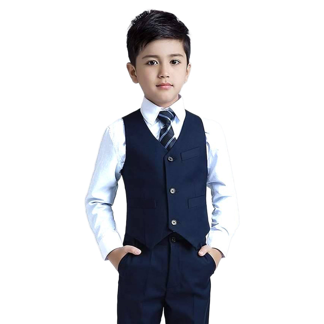 Boys Formal 5 Piece Suit Set Navy Blue