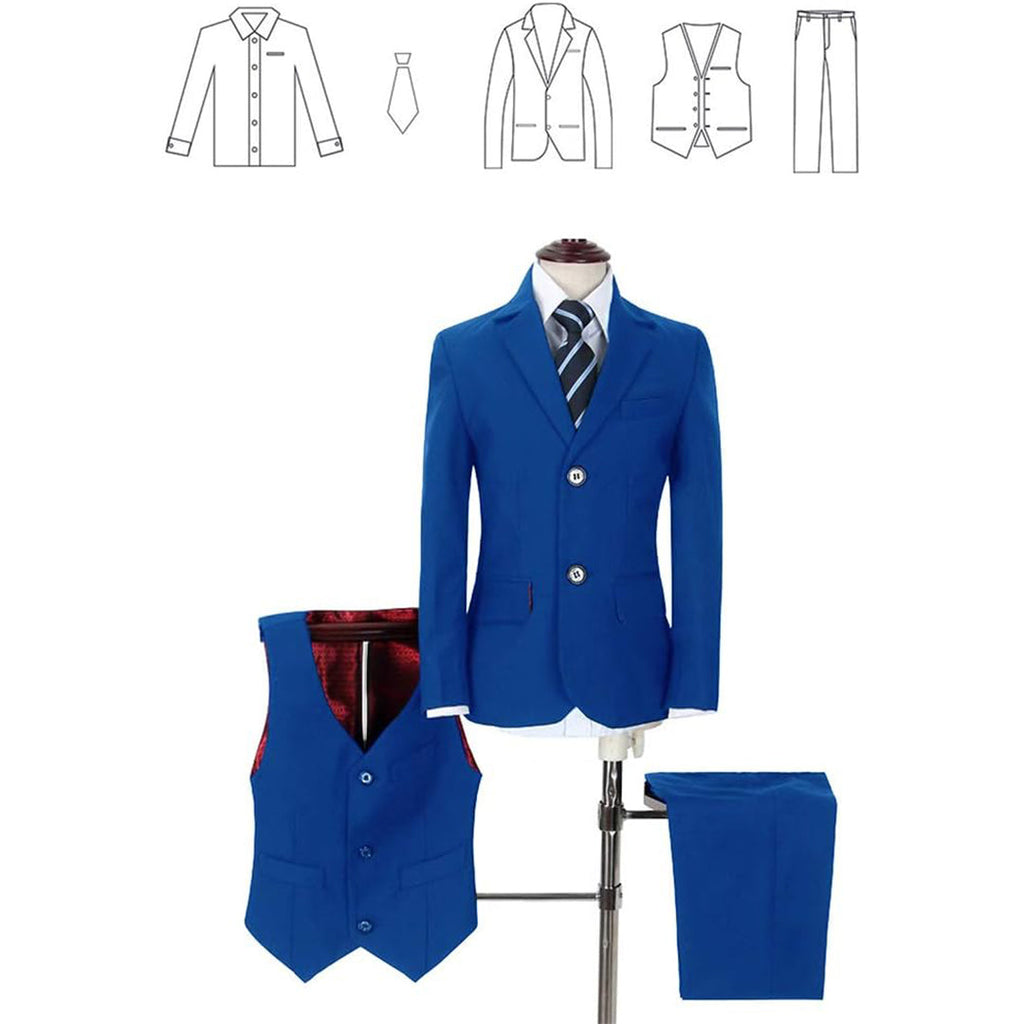 Boys Formal 5 Piece Suit Set Royal Blue